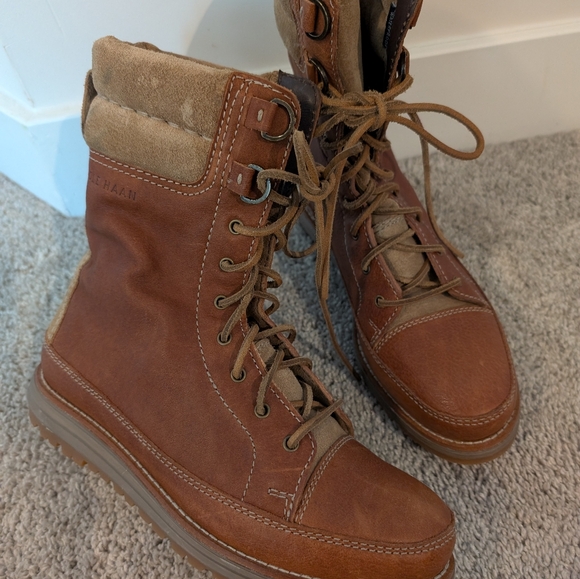 Cole Haan Waterproof Lace-up Boots Tan- Size 7.5 - Picture 3 of 16